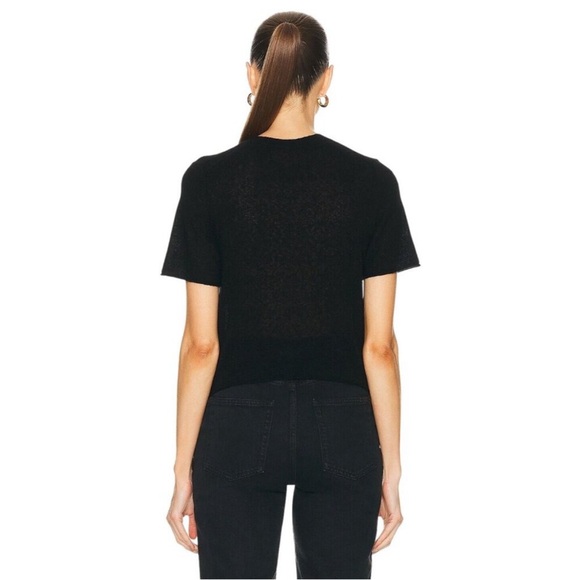 Guest in Residence Featherweight Cropped Cashmere Sweater Tee Black Size Small - Picture 4 of 12